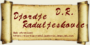 Đorđe Raduljesković vizit kartica